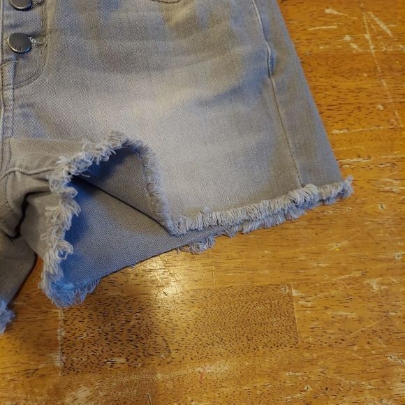 Mossimo High Rise Denim Shorts Gray Button Fly Cotton Sz 4 - Picture 3 of 8